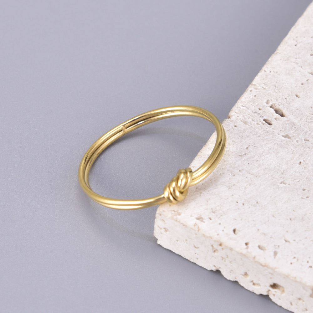 Fashion Gold-plated Truelove Knot Design Cool Style Simple Ring Shank