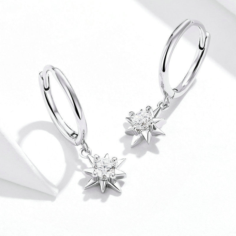 White gold-plated earrings