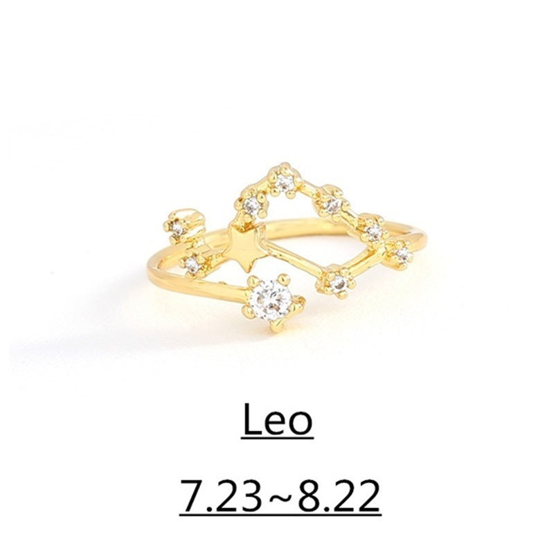 Twelve Constellation Zircon Ring, European And American Fashion  Ring, Good Luck Girlfriend Birthday Gift Factory Wholesale