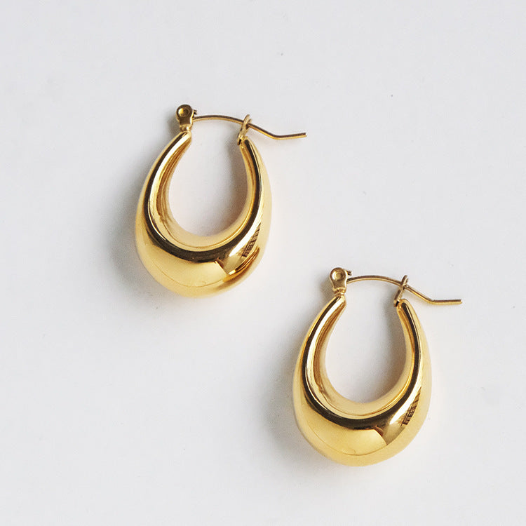 Hollow Drop Earrings Fine Polished Titanium Steel U-Shaped Ear Buckle