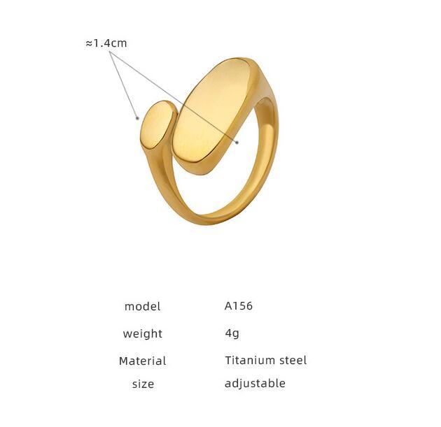 Ins Style Minimalist Special-shaped Flat Titanium Steel 18K Ring