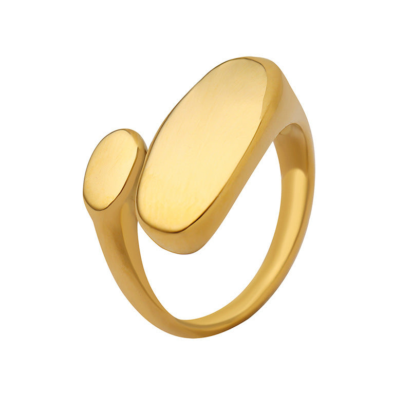 Ins Style Minimalist Special-shaped Flat Titanium Steel 18K Ring