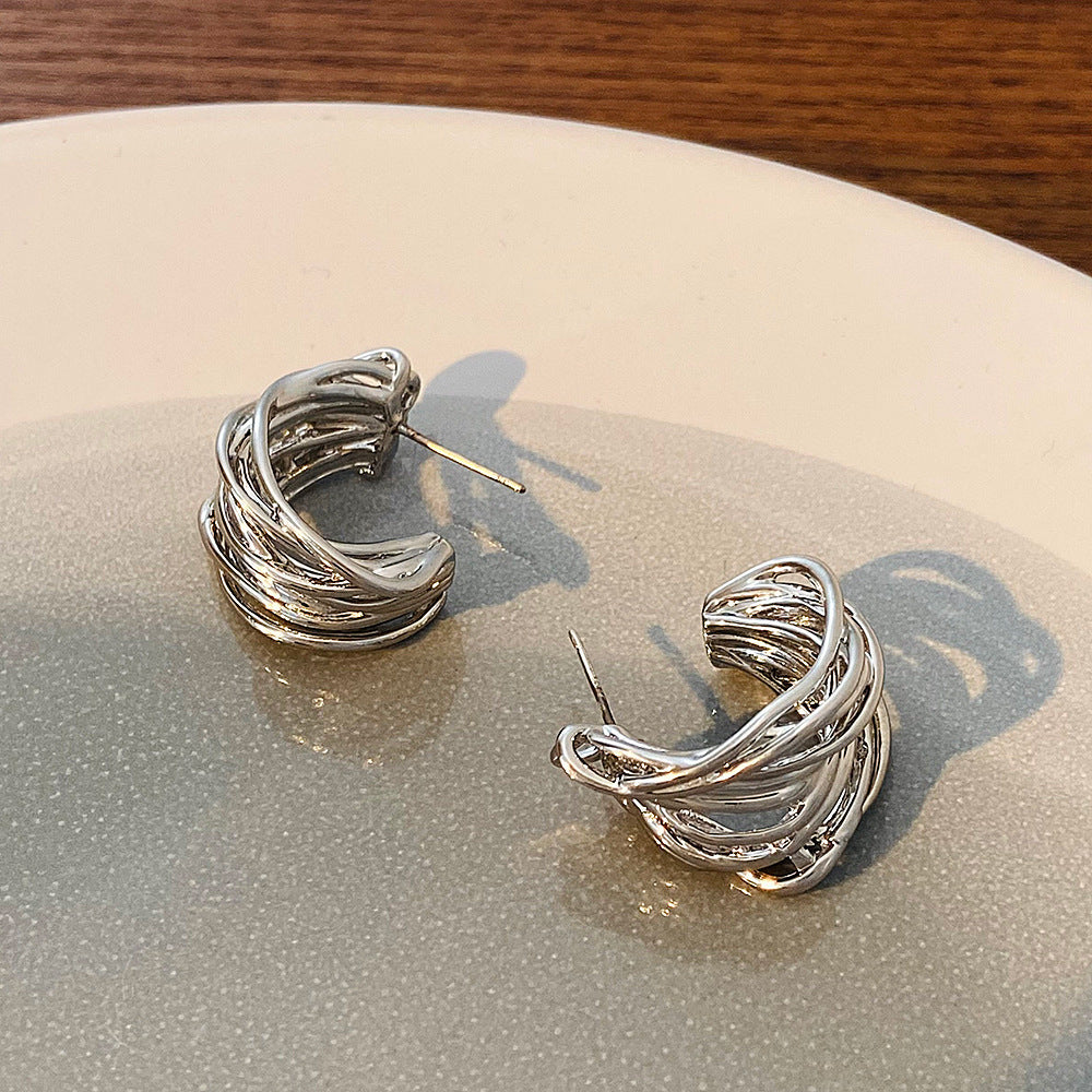 Women's Fashion- Shaped Winding Hoop Earrings