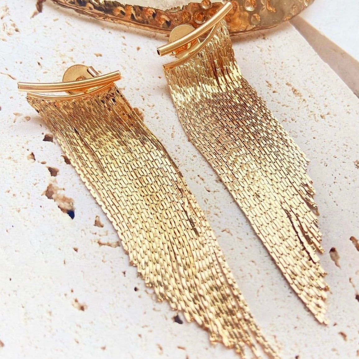 Gold Tassel Long Earrings