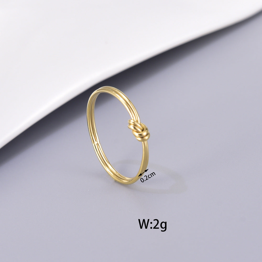 Fashion Gold-plated Truelove Knot Design Cool Style Simple Ring Shank