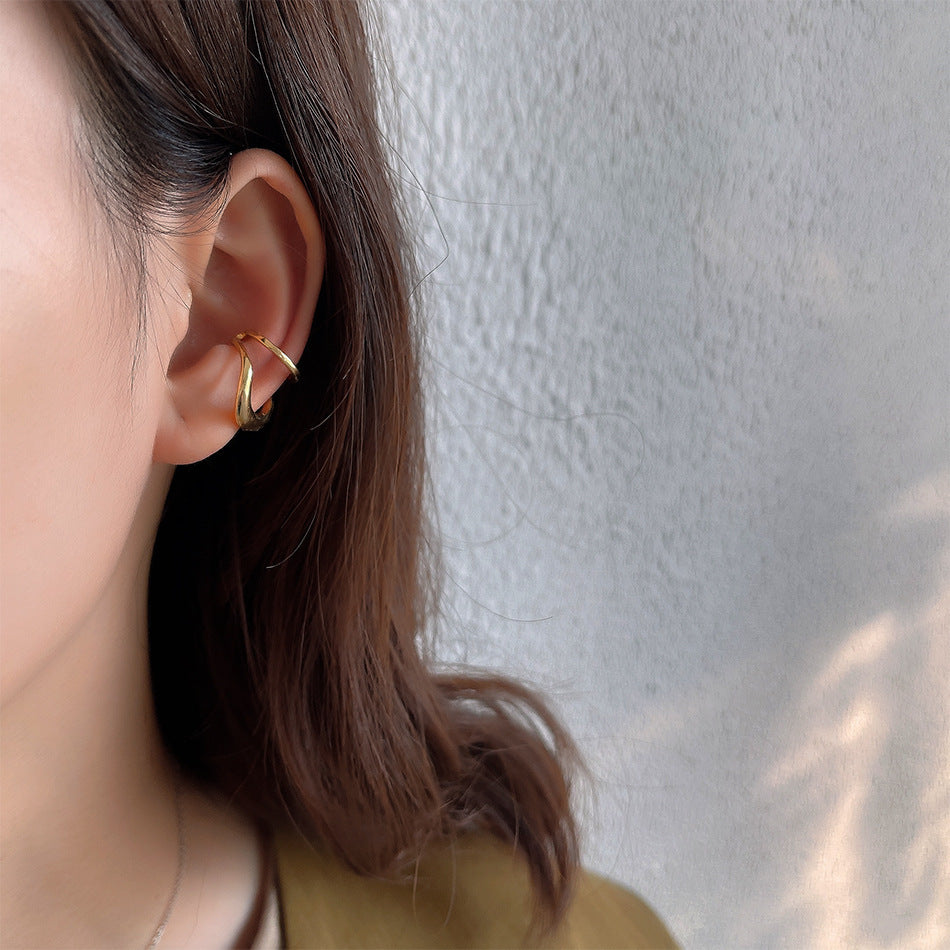 S925 Sterling Silver Irregular Face Ear Clip