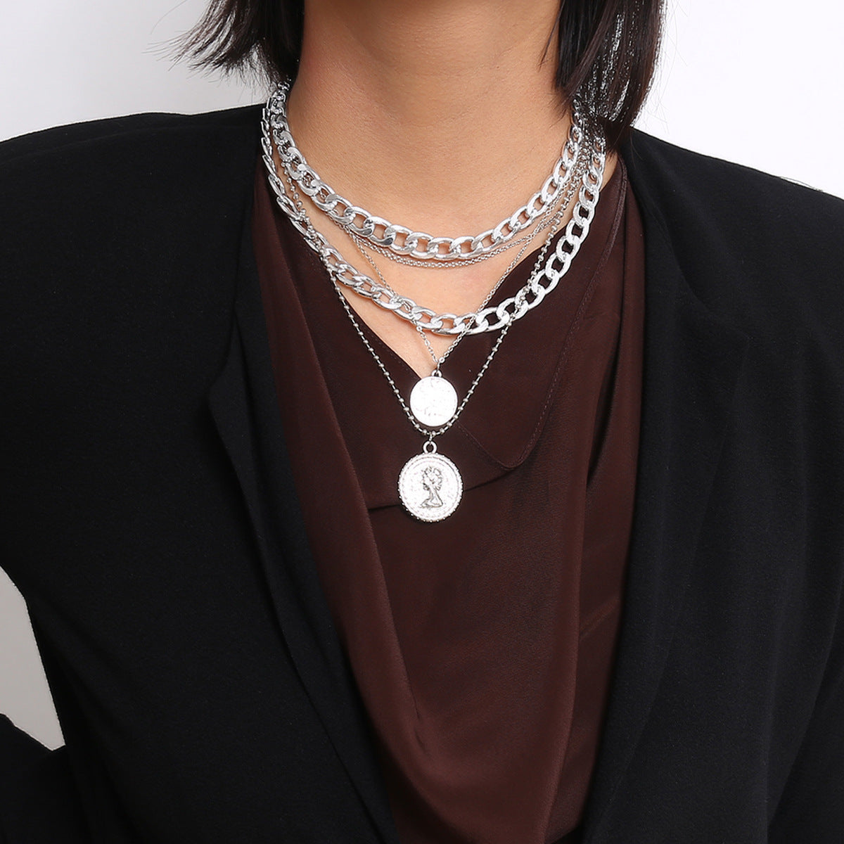 Fashion Punk Round Clavicle Chain Necklace