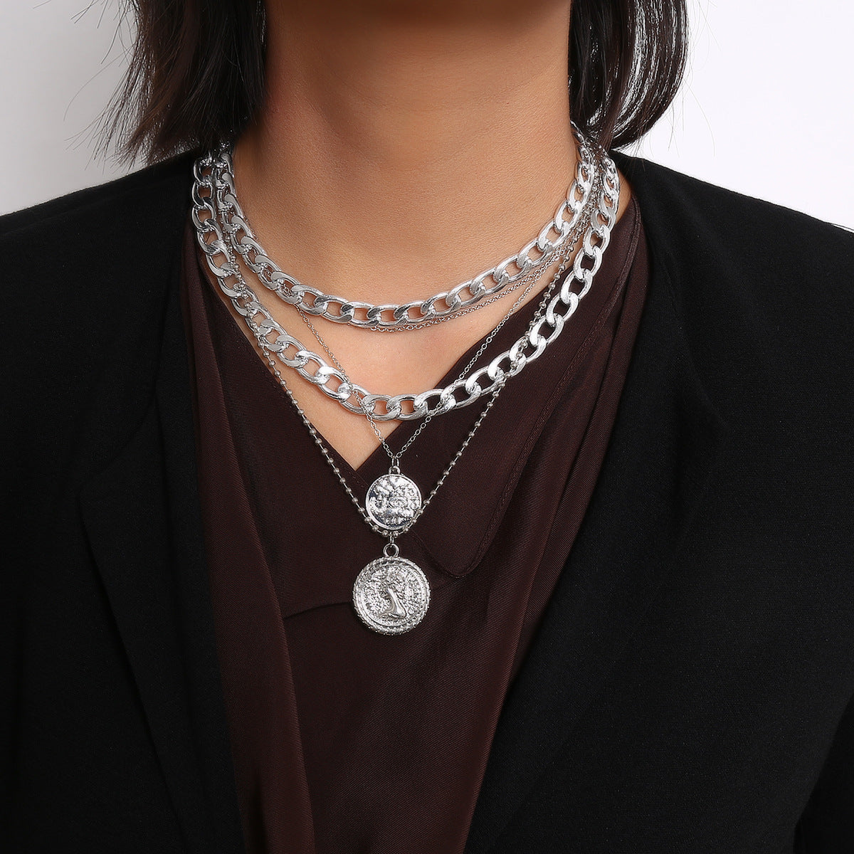 Fashion Punk Round Clavicle Chain Necklace