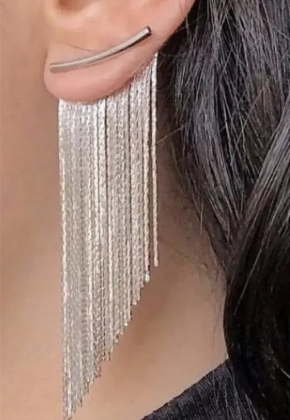 Gold Tassel Long Earrings