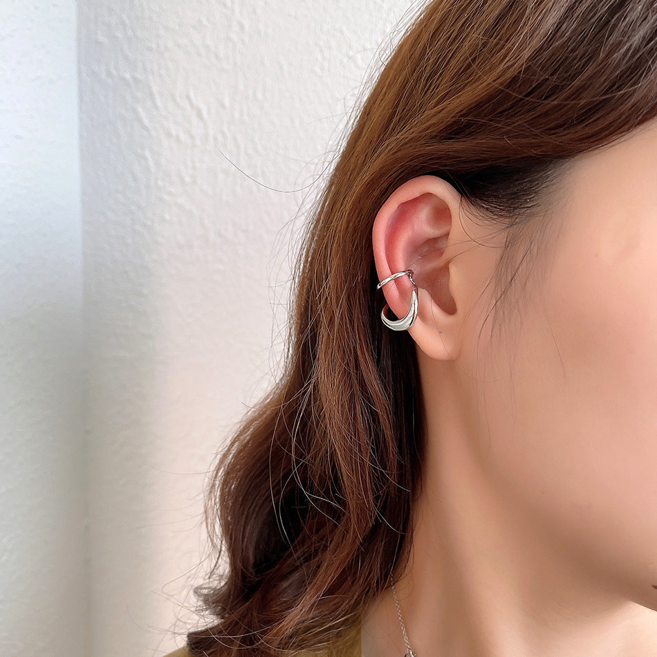 S925 Sterling Silver Irregular Face Ear Clip