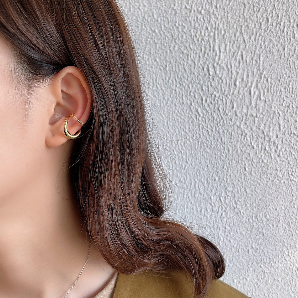 S925 Sterling Silver Irregular Face Ear Clip