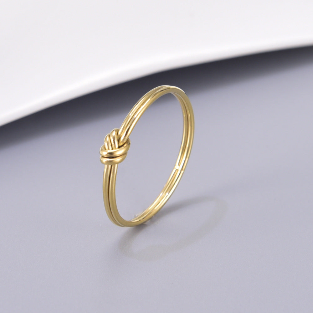 Fashion Gold-plated Truelove Knot Design Cool Style Simple Ring Shank