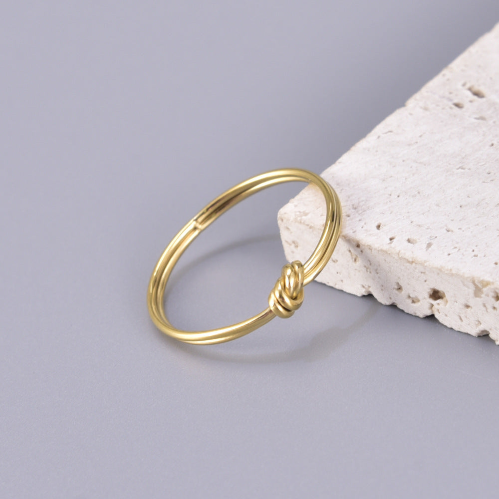 Fashion Gold-plated Truelove Knot Design Cool Style Simple Ring Shank